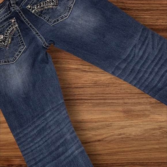 Miss Me Easy Straight Embellished Mid-Rise Blue Jeans Women Size 28 - Picture 9 of 16